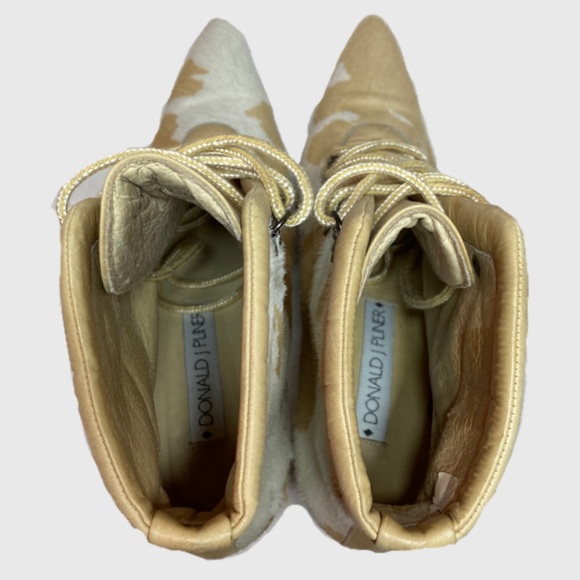 Vintage Donald J Pilner Cow Hide Leather Heeled Booties - Picture 3 of 6